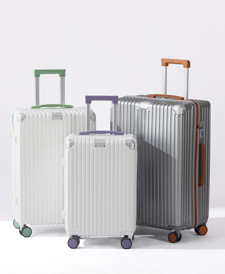 ELLE French Fashion Colorblock Luggage Suitcase Scratch-Resistant Carry-On White Purple 22 Inch 8