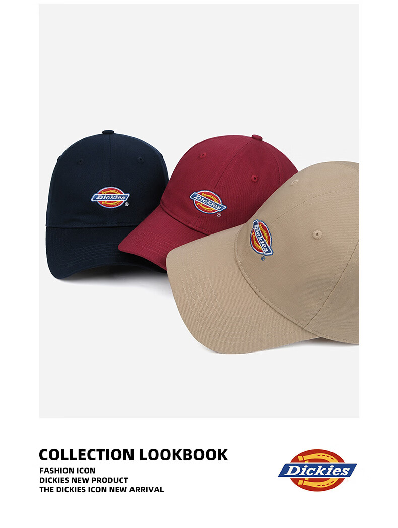 Dickies Unisex Soft Top Baseball Cap Burgundy Outdoor Sports Breathable Sunshade Hat 35
