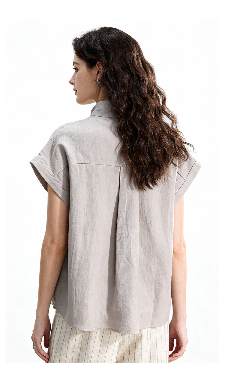 ENC Women's Relaxed Fit Short Sleeve Shirt Flutter Sleeve Simple High-End Summer New Lightweight Breathable Casual Versatile Top 17