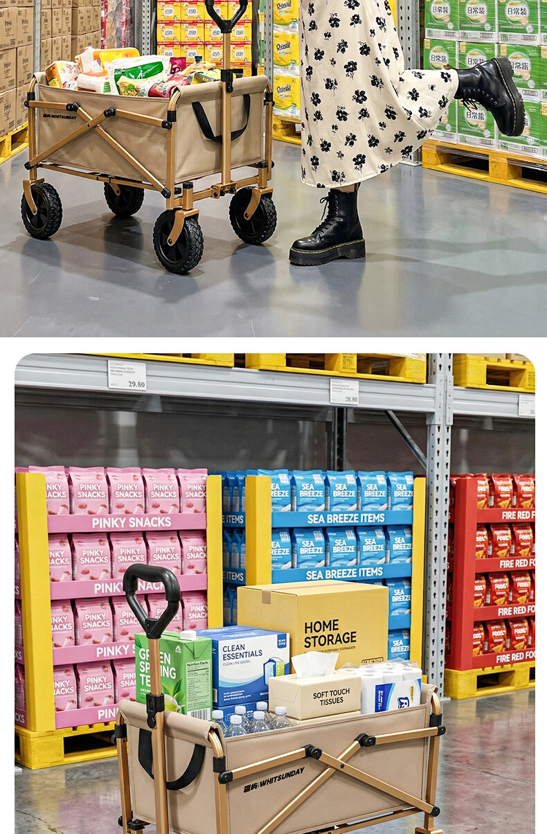 Jiangyu Outdoor Folding Camping Cart Stall Shopping Vegetable Selling Baby Stroller Travel Camping Picnic Beach Delivery Table Cart 20