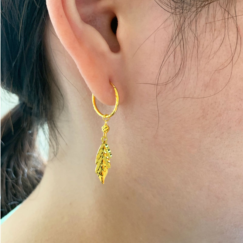 老凤凰黄金耳环999足金女款耳坠耳饰饰品新娘结婚真金首饰5工艺子男人