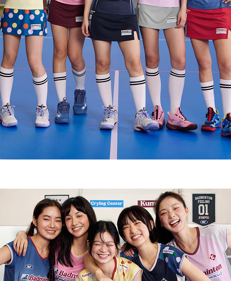 KUMPOO (KUMPOU) Badminton Shirt for Women, Short-Sleeved Quick-Dry Sports Jersey, Collaboration with Crying Center, Competition Uniform ACT261608-Blue 2XL 8