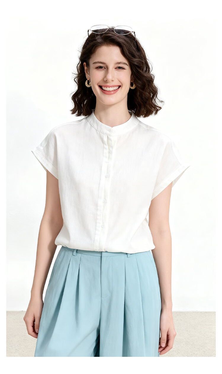 ENC Elegant Plain White Short Sleeve Shirt Literary Intellectual Style 2026 Women's Summer New Loose Comfortable Breathable Versatile Top 10