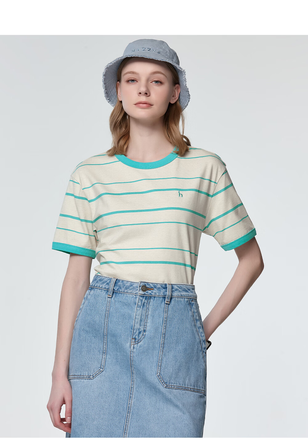 HAZZYS Women's Summer Striped Casual Loose T-Shirt ASTSE0CBE70 10