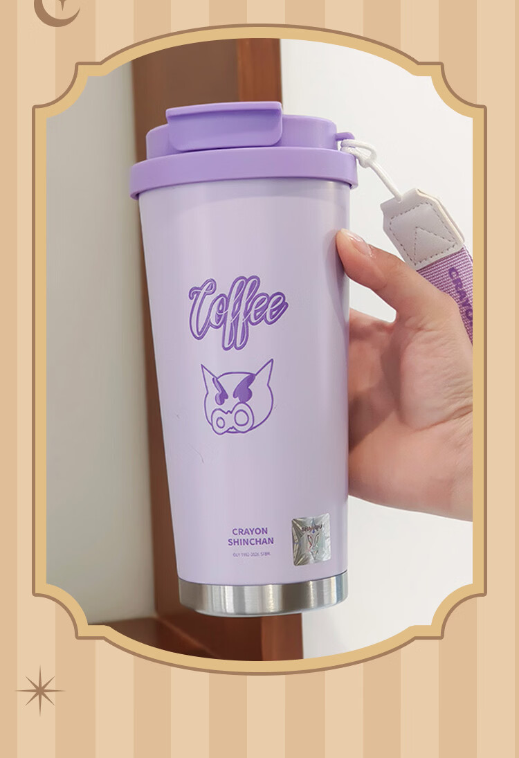 Crayon Shin-chan Stainless Steel Insulated Coffee Straw Cup Portable Large Capacity High-Value Water Bottle for Women 6