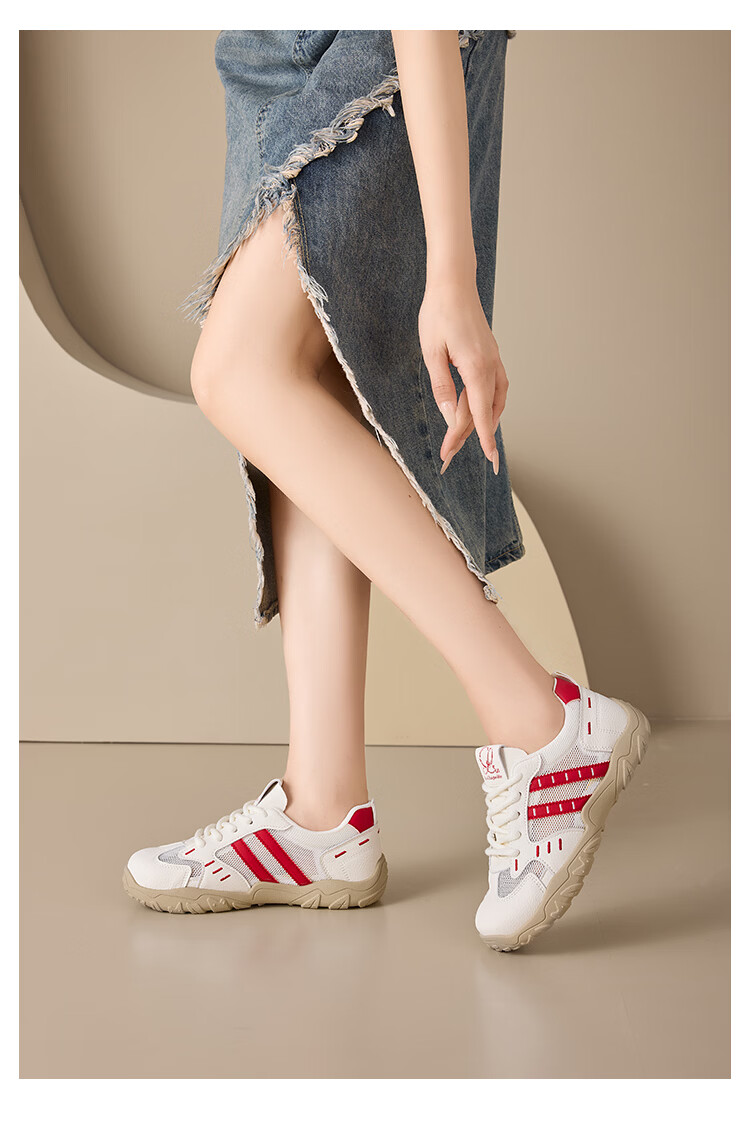 La Chapelle Women's Mesh Sneakers Casual Versatile Soft Sole White Shoes Silver Color Size 36 15