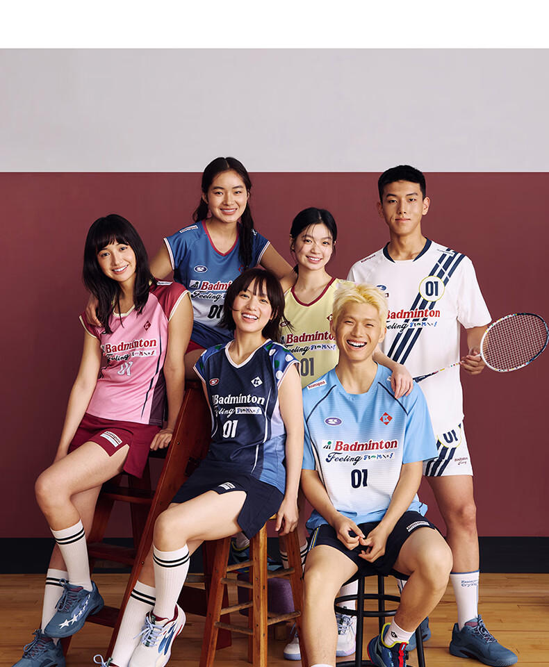 KUMPOO (KUMPOU) Badminton Shirt for Women, Short-Sleeved Quick-Dry Sports Jersey, Collaboration with Crying Center, Competition Uniform ACT261608-Blue 2XL 11