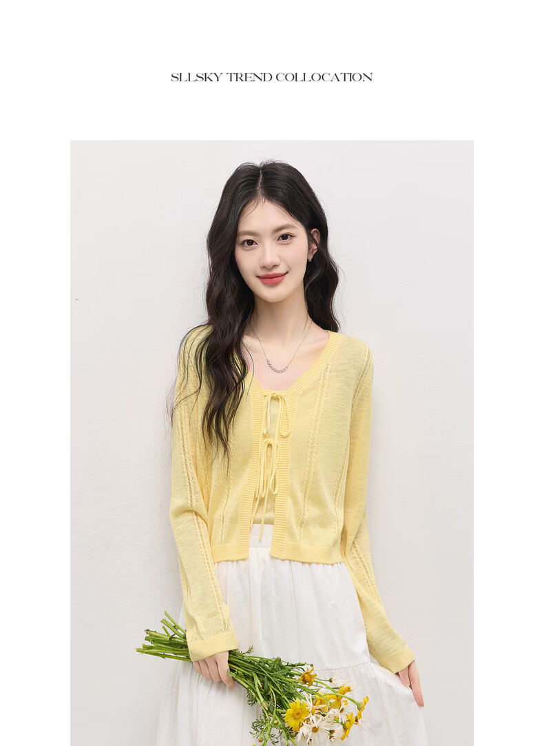 Sllsky Bright Dopamine Style Ice Silk Knit Cardigan Women Summer Thin Long Sleeve Sun Protection Shirt Cover-up 27