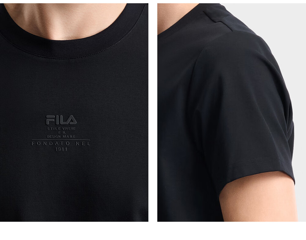 FILA Official Men's Knitted Short Sleeve Shirt 2026 Summer New Simple Casual Basic Versatile T-Shirt 19