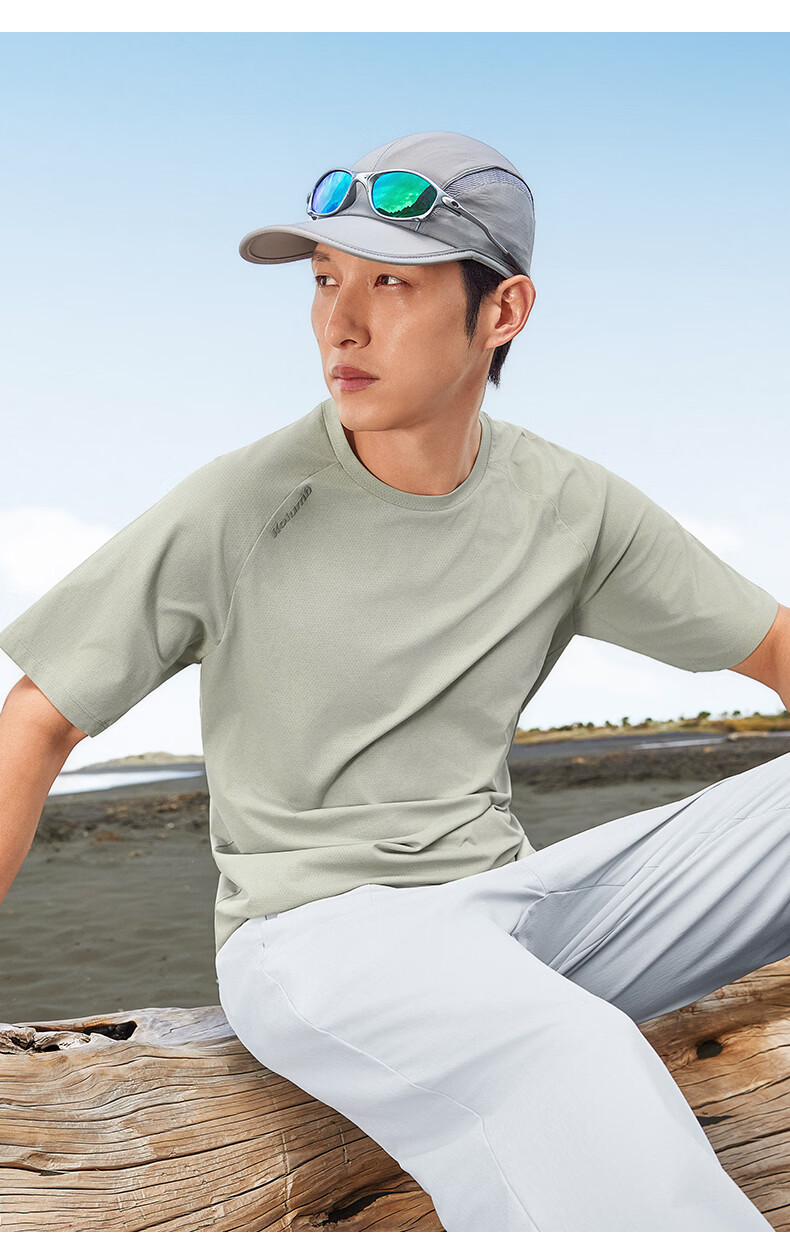 Kolumb Moisture-Wicking Quick-Dry Hollow Jacquard Crew Neck Short Sleeve Nylon Spandex Commuting Running T-Shirt Frost Gray XL 15