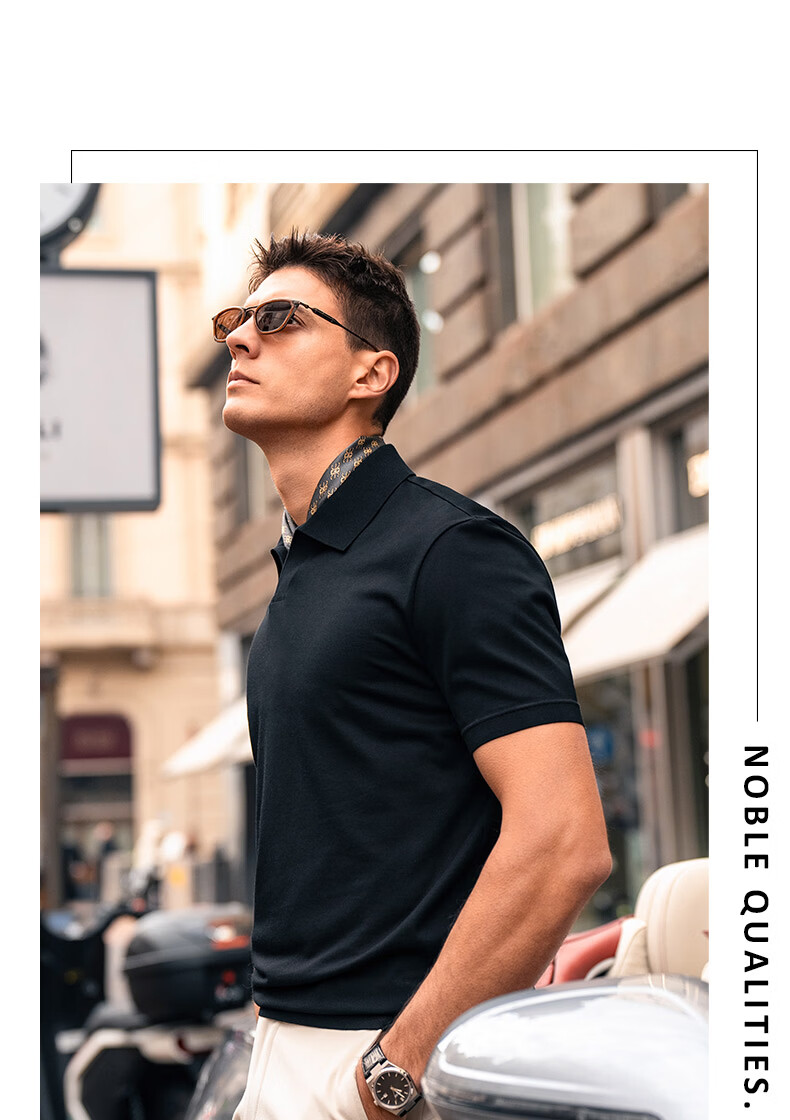 Mr.Bu Exquisite Short Sleeve Seagull Collar Men's T-Shirt 2026 New Dark Color High-End Men's Wear 12