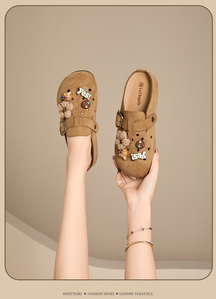 La Chapelle Women's Cartoon Birkenstock Style Summer Breathable Soft Sole Slip-On Sandals HP822 Apricot Size 39 16