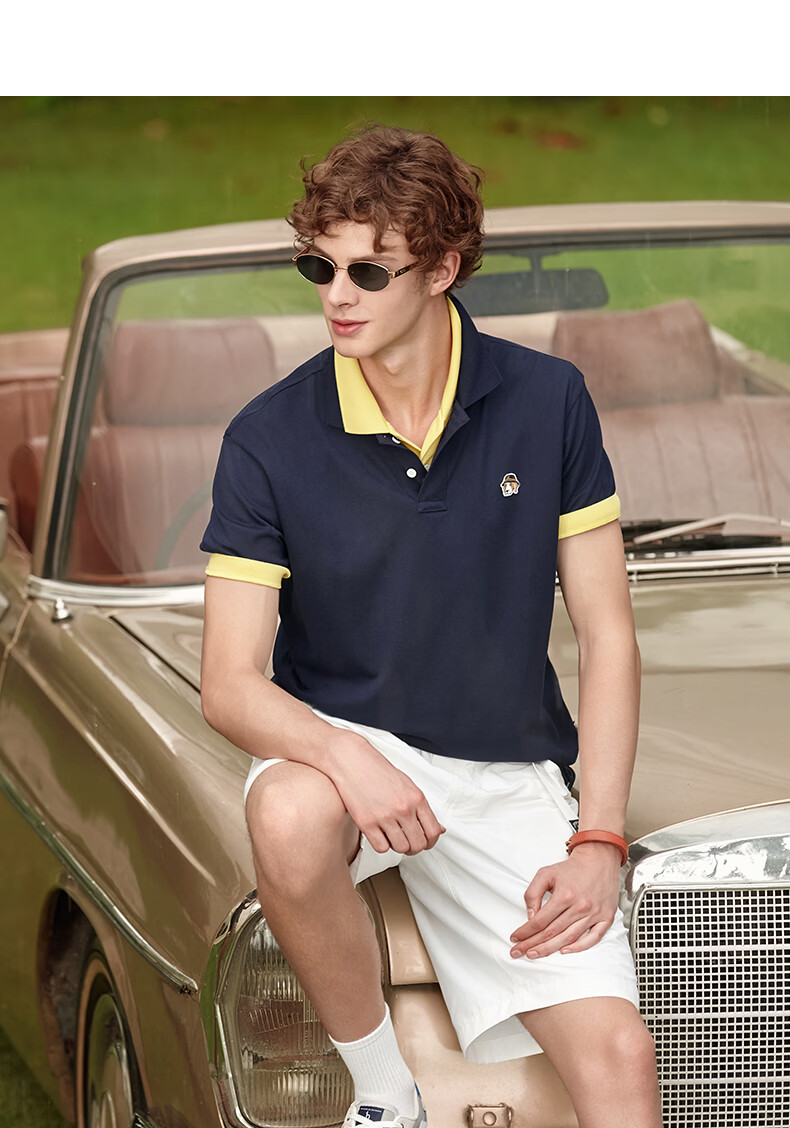 HAZZYS Men's Summer PHIZ Series Loose Classic Short Sleeve Polo Shirt ASTZE0DBI22 25