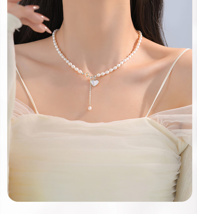 CHINA GOLD Heart-shaped Small Pearl Necklace Young Style 2026 New Qixi Festival Valentine's Day Gift for Girlfriend Wife Birthday 9