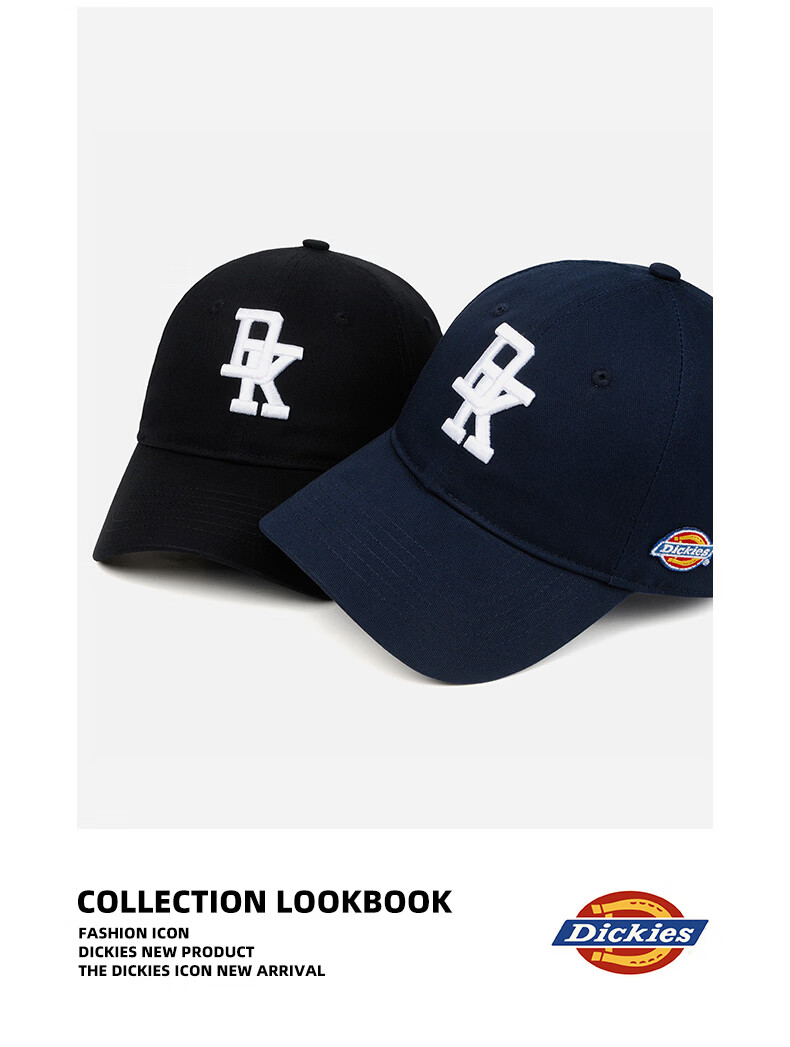 Dickies Embroidered Letter American Style Baseball Cap Unisex Trendy Casual Soft Top Duckbill Hat Black 15