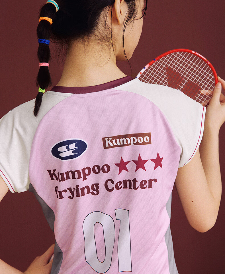 KUMPOO (KUMPOU) Badminton Shirt for Women, Short-Sleeved Quick-Dry Sports Jersey, Collaboration with Crying Center, Competition Uniform ACT261608-Blue 2XL 36