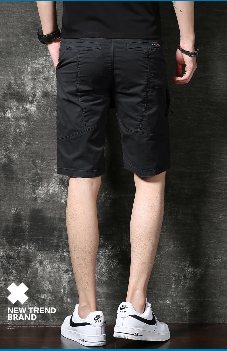 PLAYBOY Men's Summer Thin Straight Slim Multi-Pocket Casual Stretch Shorts 11