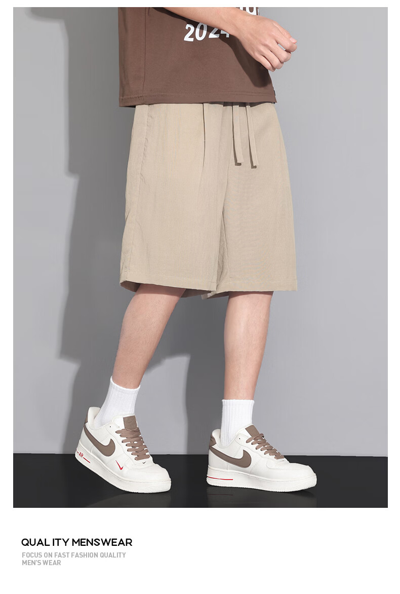 FARUISHI Men's Summer Thin High-End Linen Five-Point Straight-Leg Shorts Plus Size Casual Pants Card 6XL 23
