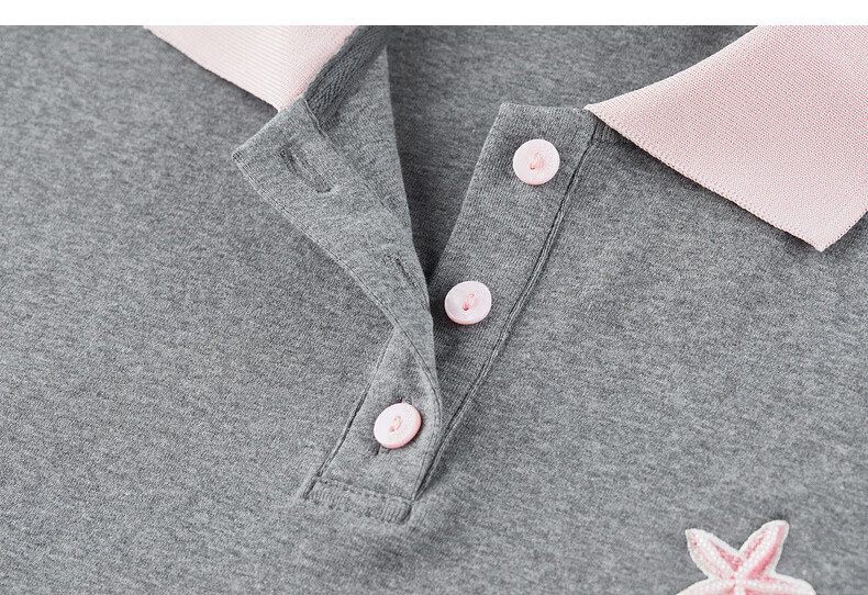 Shangdu Bila Korean Style Colorblock Cotton Polo Collar T-Shirt Women Summer Three-Button Knit Top Loose Slimming Youthful Layering 30