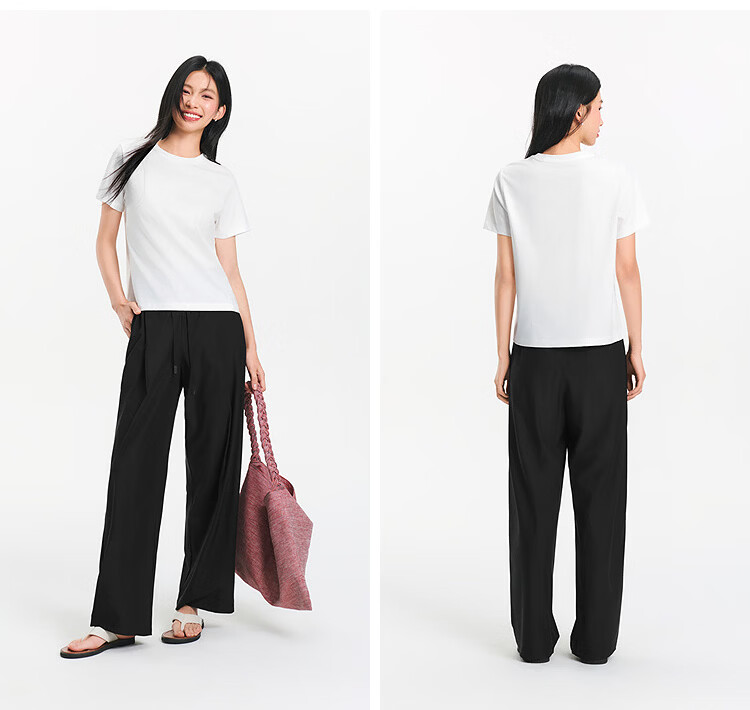 Semir Senrou Women's Summer Short Sleeve T-Shirt Letter Print Slim Fit Basic Simple Pullover Top 101325100017 18