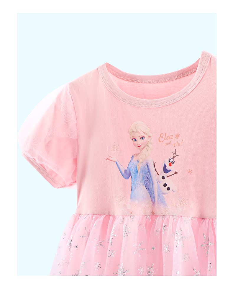 Disney Elsa Girls Summer Dress Frozen Princess Toddler Clothing 4