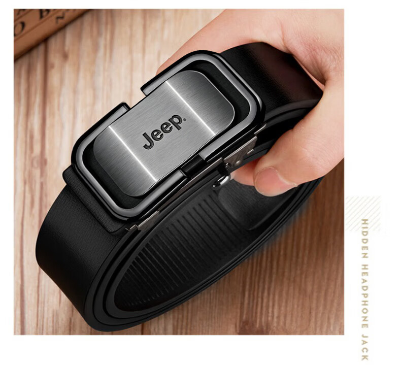 JEEP Men's Genuine Leather Automatic Buckle Toothless Inner-Wear Waist Belt 2026 New Father's Day Gift for Dad 17