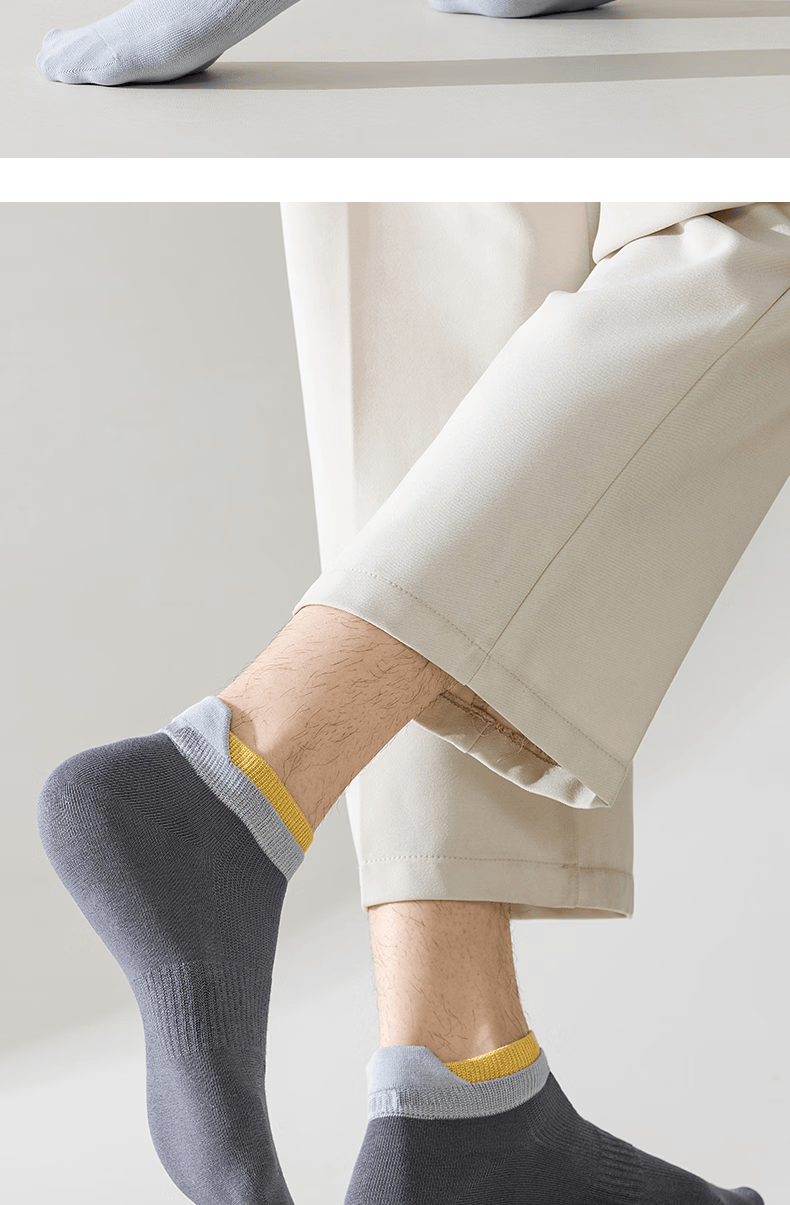 Mian Shisan Men's Short Socks Summer Thin Mesh Xinjiang Cotton 10A Antibacterial Deodorant Low-Cut Ankle Boat Socks 6 Pairs 3