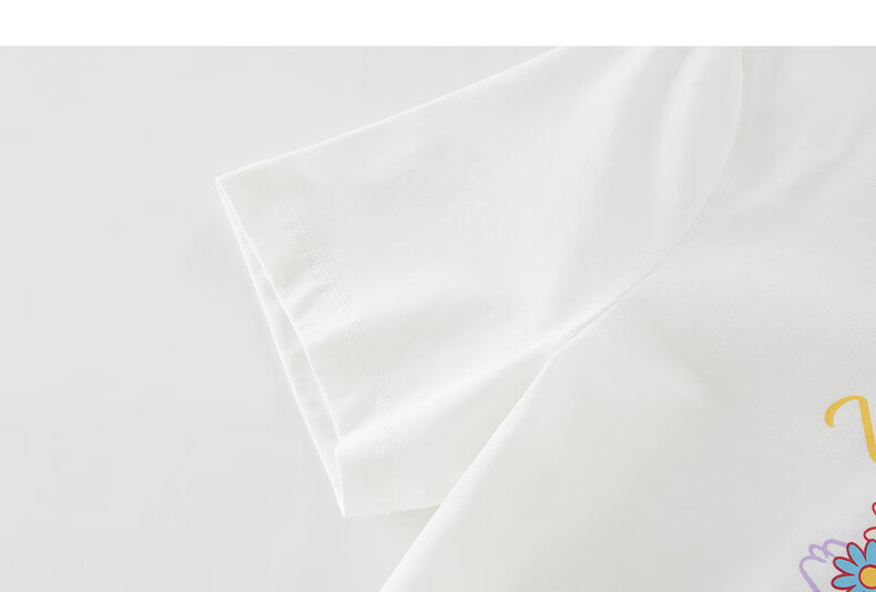 Sllsky Korean Style Floral Print Shoulder T-Shirt Women 2026 Summer New White Round Neck Short Sleeve Top 26