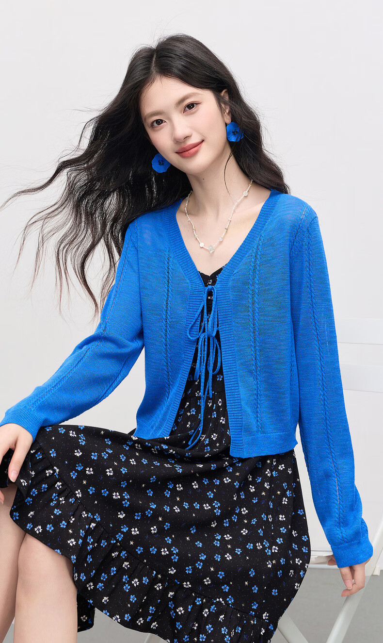 Sllsky Bright Dopamine Style Ice Silk Knit Cardigan Women Summer Thin Long Sleeve Sun Protection Shirt Cover-up 2