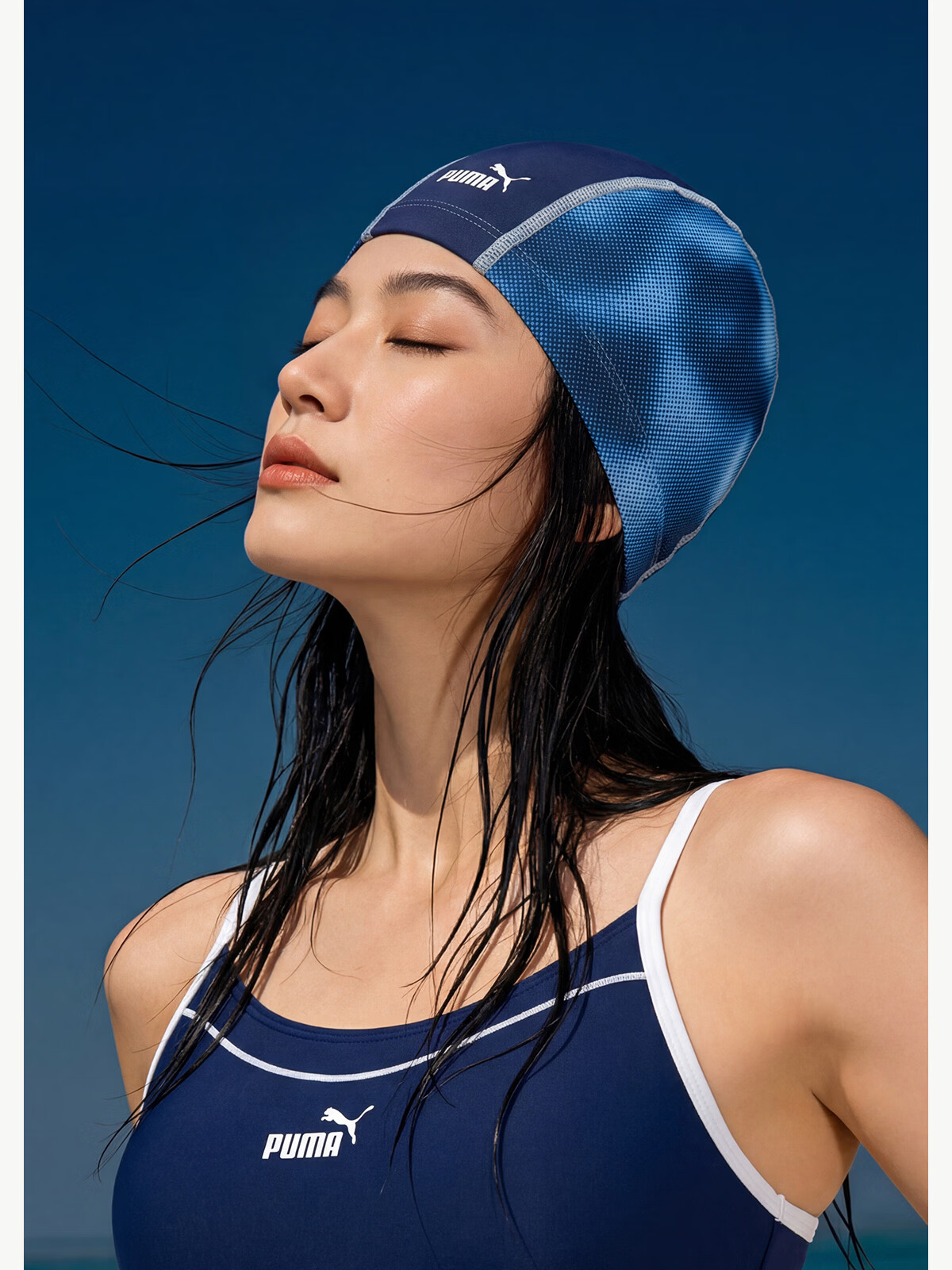 PUMA Adult Swim Cap Breathable High Elasticity Fabric Swim Cap Skin-Friendly Lightweight Durable Swimming Cap for Long Hair Portable 13