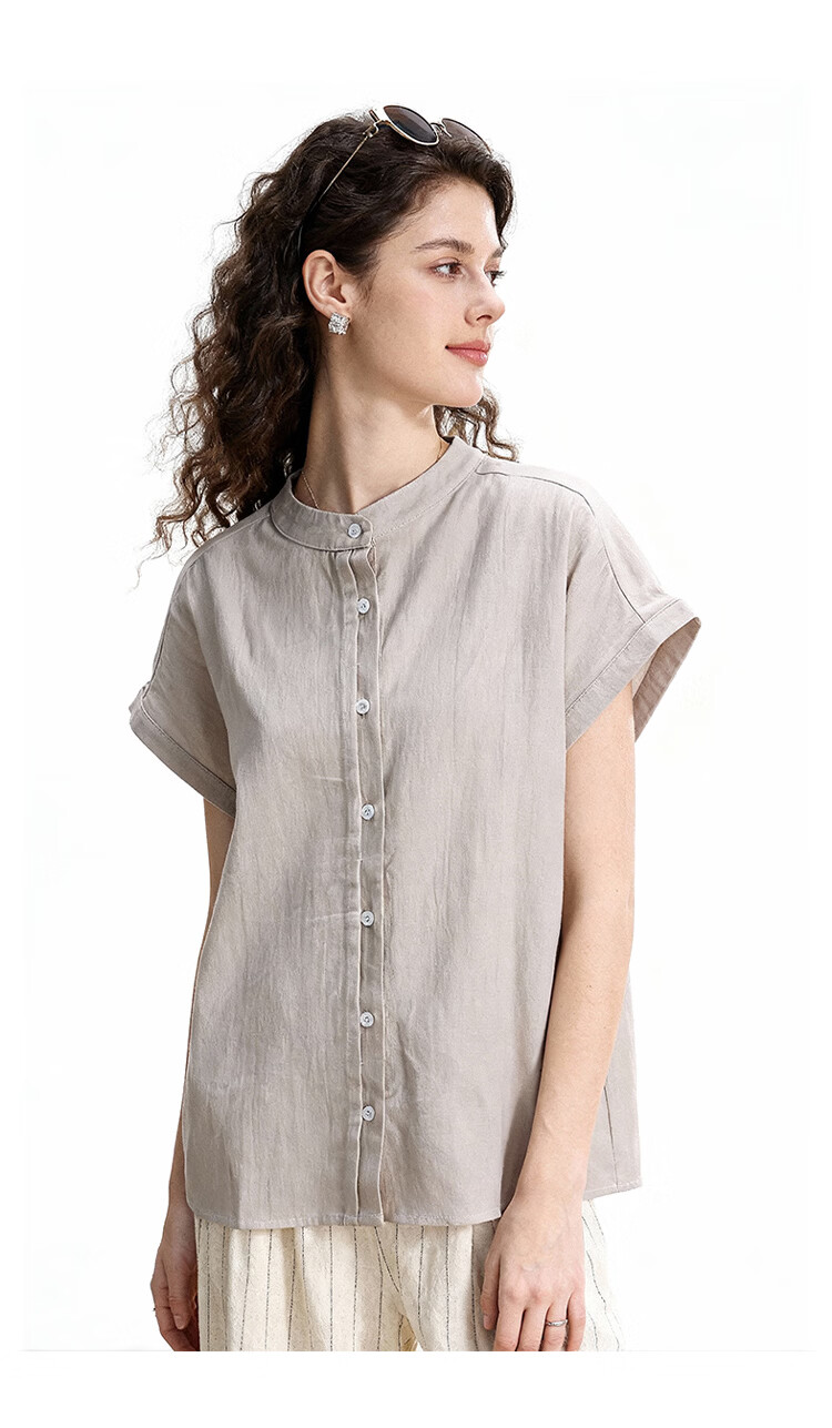 ENC Women's Relaxed Fit Short Sleeve Shirt Flutter Sleeve Simple High-End Summer New Lightweight Breathable Casual Versatile Top 13