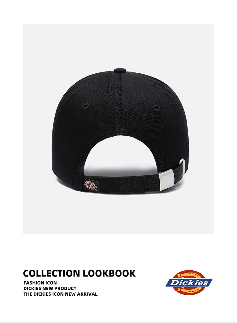 Dickies Embroidered Letter American Style Baseball Cap Unisex Trendy Casual Soft Top Duckbill Hat Black 8