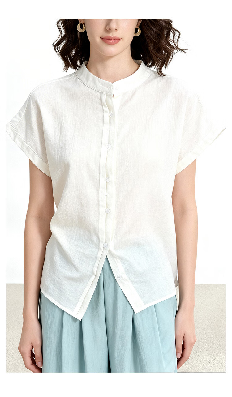 ENC Elegant Plain White Short Sleeve Shirt Literary Intellectual Style 2026 Women's Summer New Loose Comfortable Breathable Versatile Top 14