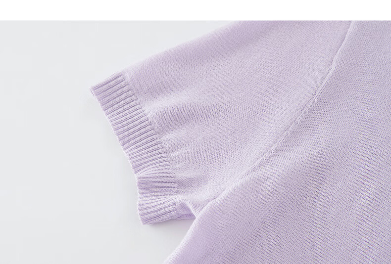 Sllsky Women's Purple Striped Patchwork Knit Top Thin Round Neck Short Sleeve 2026 Summer 25
