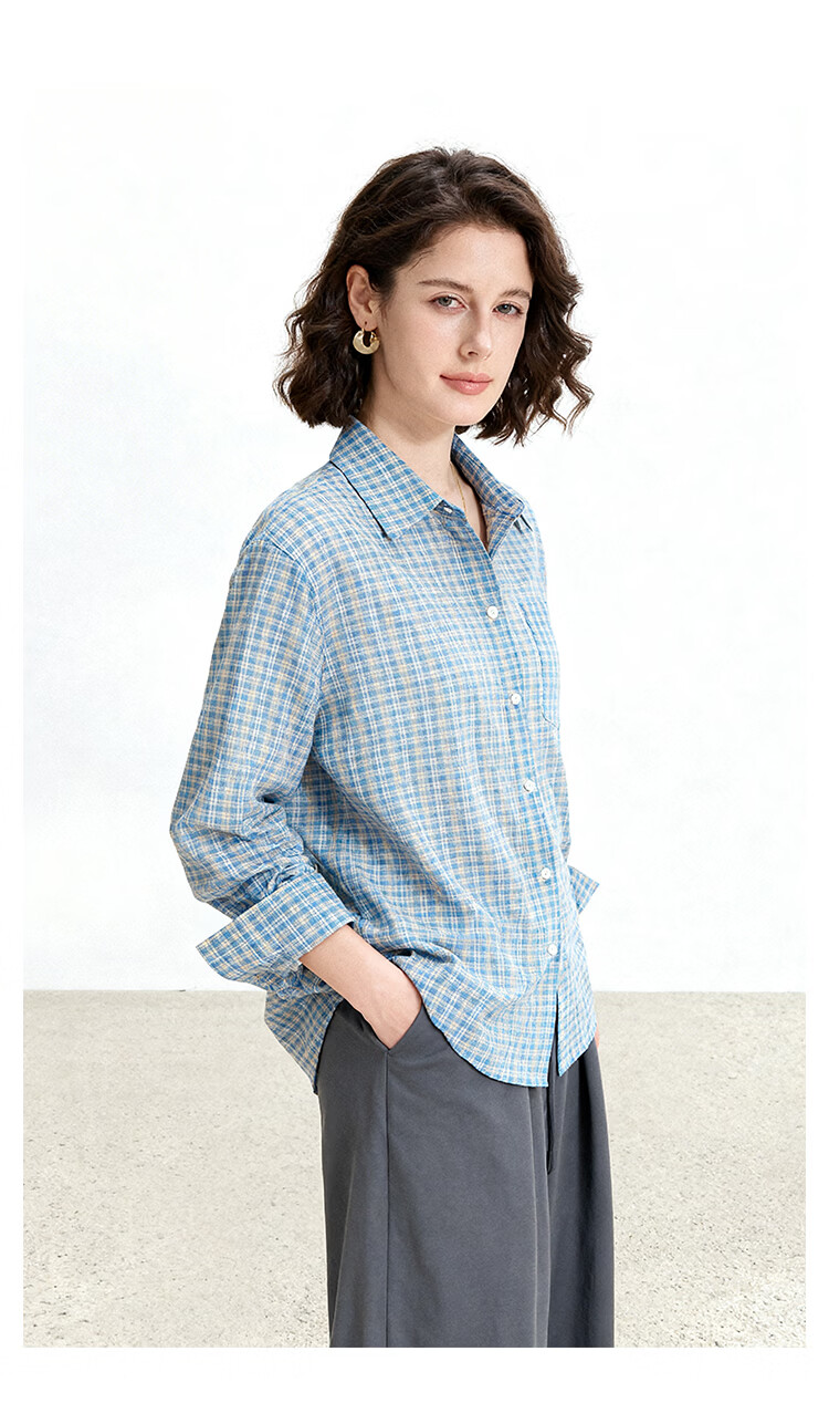 ENC Vintage Artistic Plaid Shirt Classic Trendy Versatile Blouse 2026 Women's Spring Summer Lightweight Sun Protection Top 16
