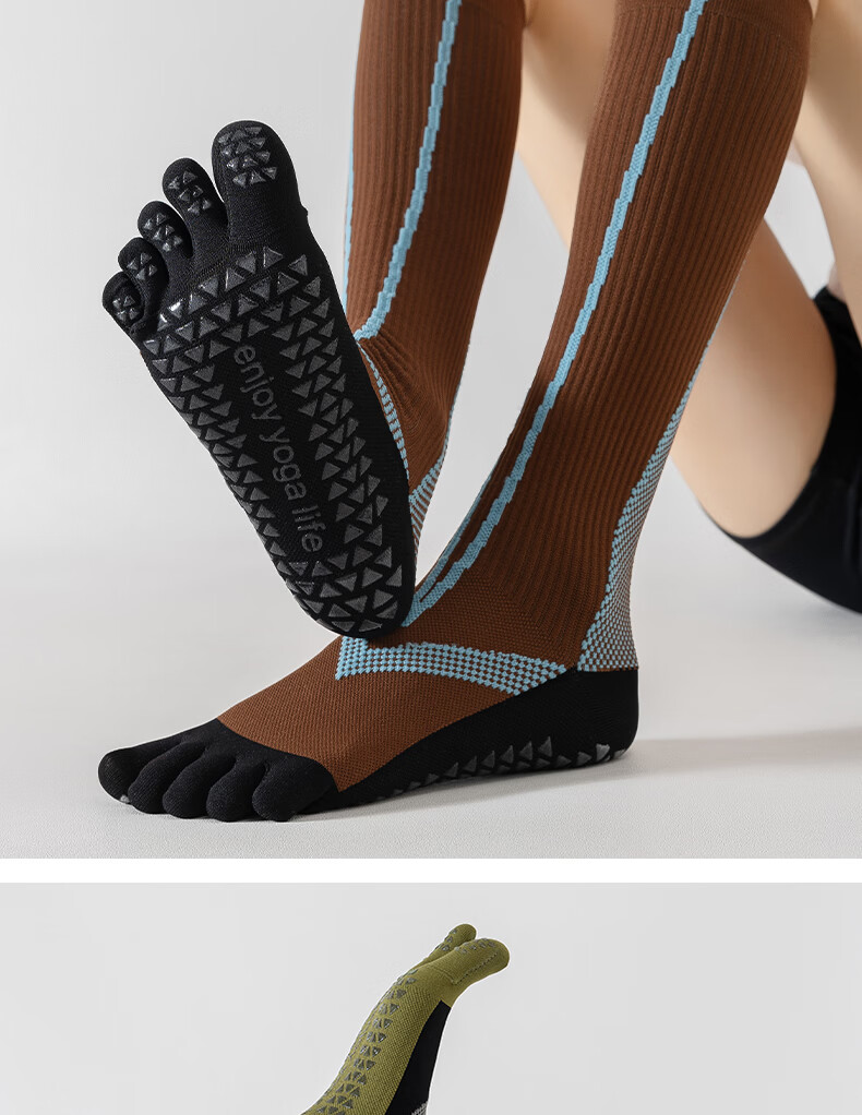 Free Style Professional Yoga Five-Toe Calf Compression Socks Outdoor Fitness Hiking Cycling Varicose Vein Anti-Slip Knee-High Socks 22