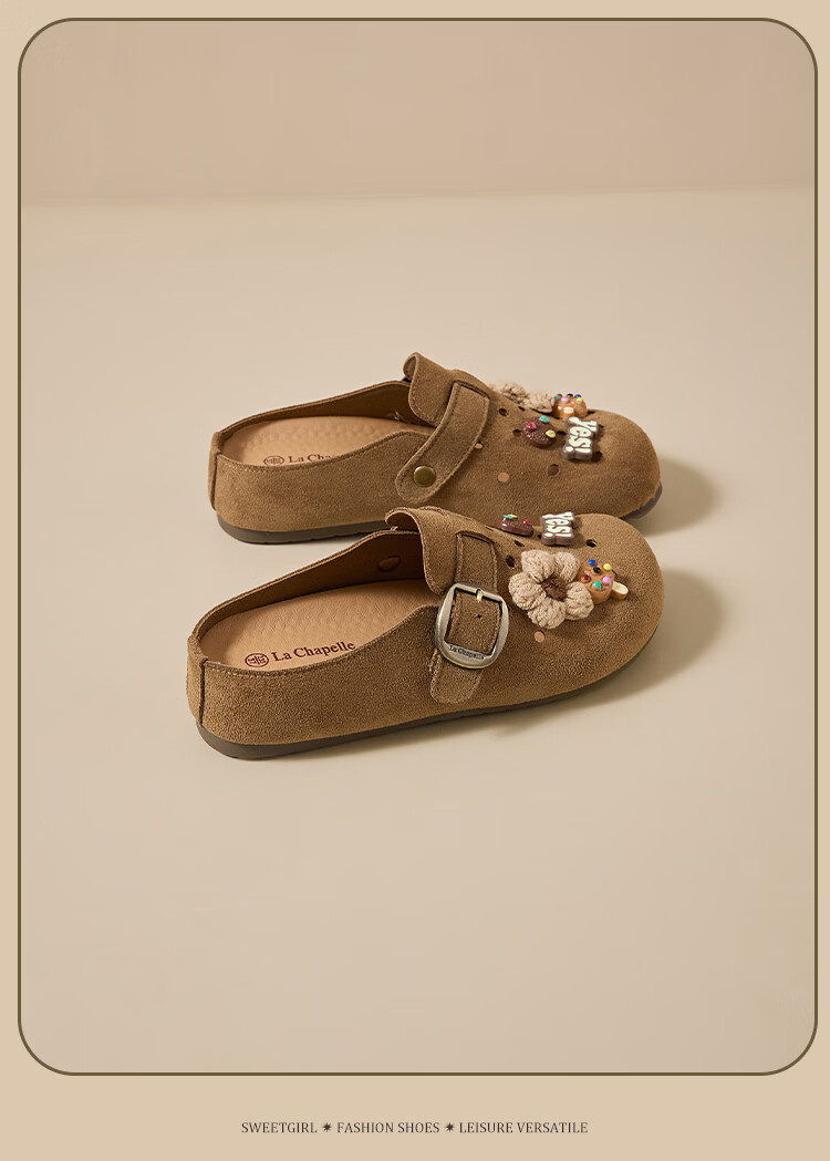 La Chapelle Women's Cartoon Birkenstock Style Summer Breathable Soft Sole Slip-On Sandals HP822 Apricot Size 39 21