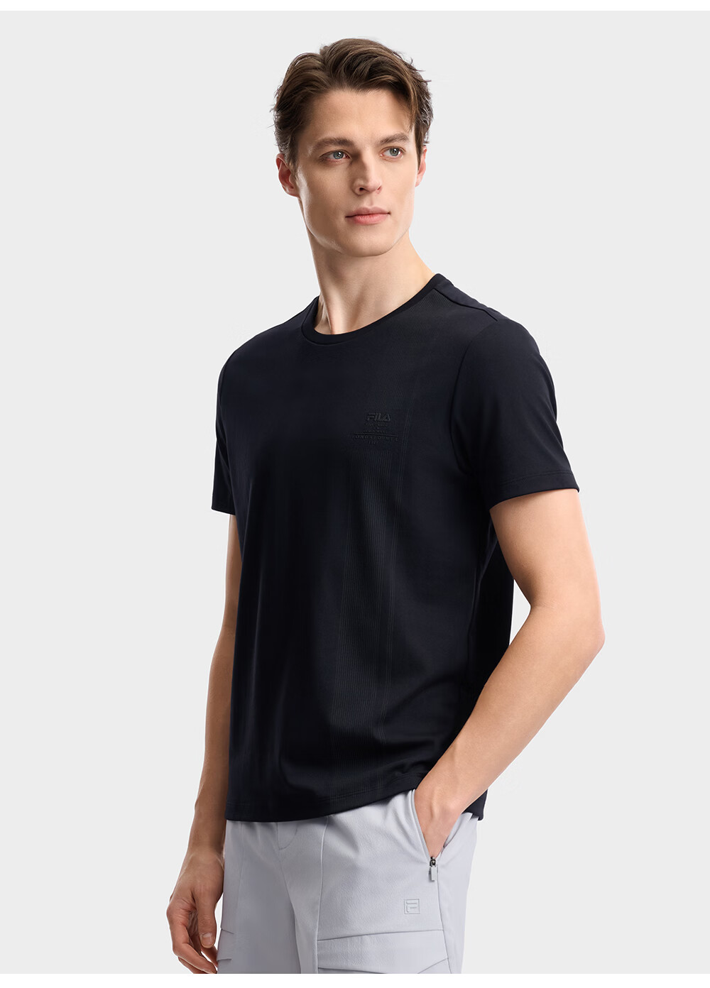 FILA Official Men's Knitted Short Sleeve Shirt 2026 Summer New Basic Casual Simple Commuter T-Shirt 7