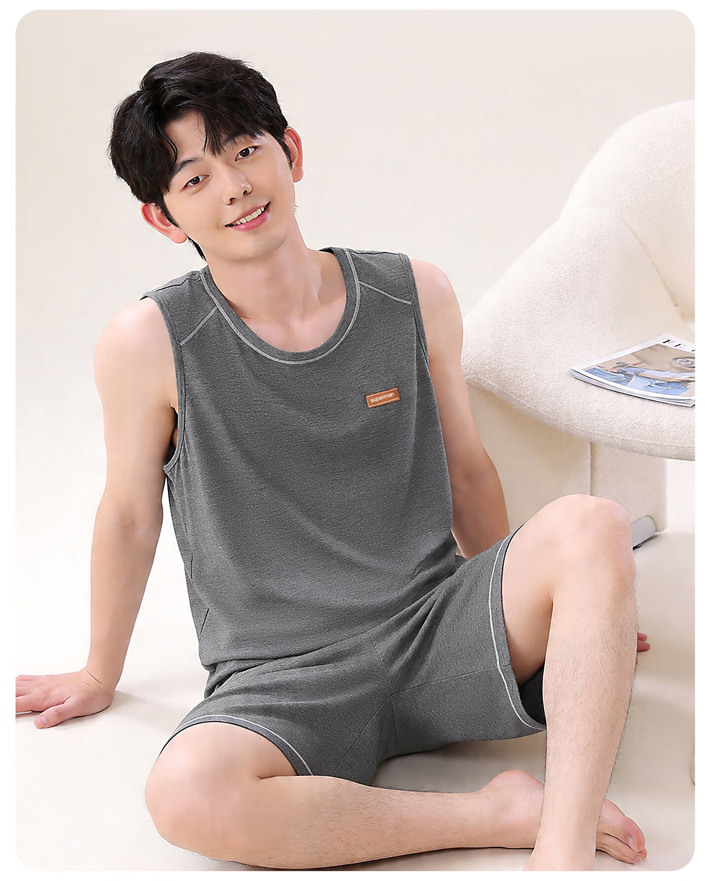 Langsha Kids Sleeveless Ice Silk Pajama Set for Boys Summer Vest and Shorts Youth Homewear 22