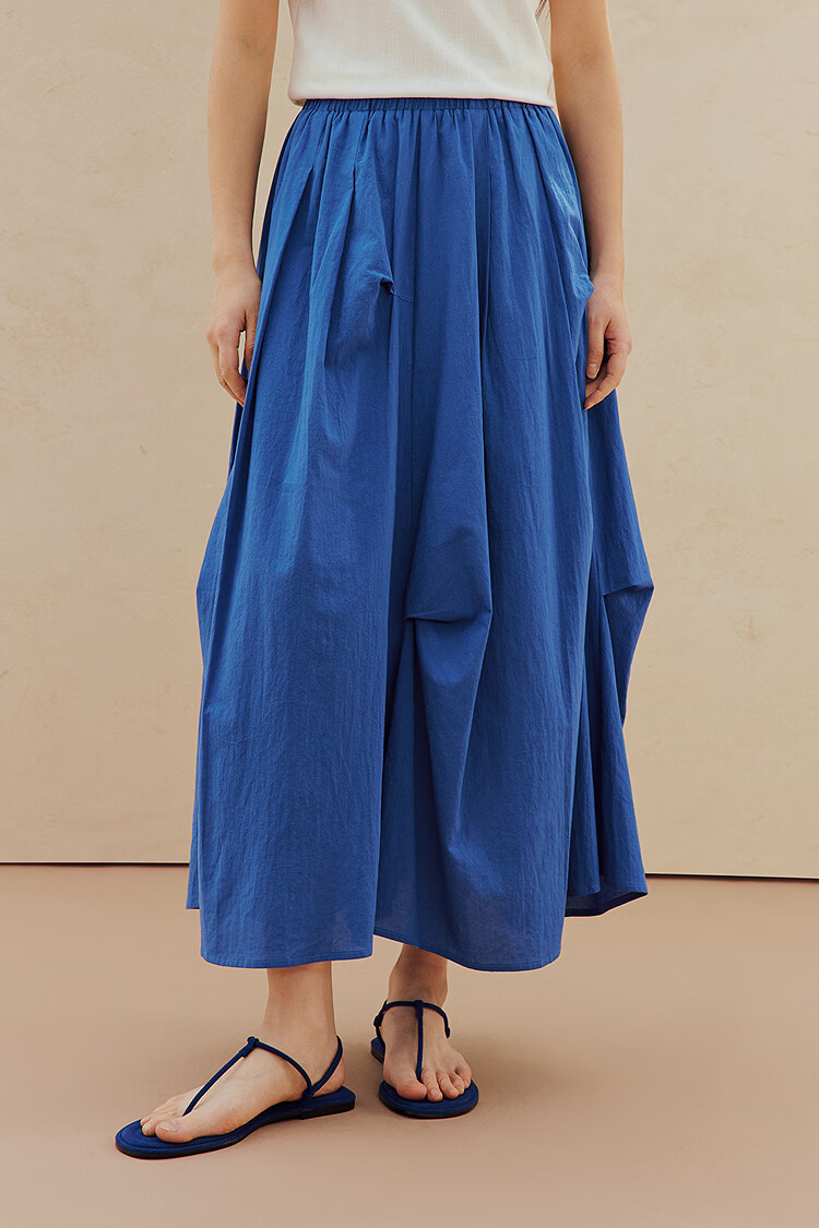 INMAN INMAN Fashion-Forward Blue And White Porcelain Klein Blue Irregular Midi Skirt, Summer 2026 Long Skirt, Klein Blue XL 2