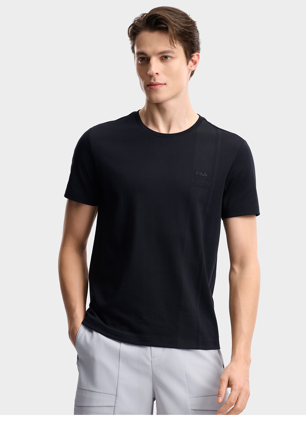 FILA Official Men's Knitted Short Sleeve Shirt 2026 Summer New Basic Casual Simple Commuter T-Shirt 5