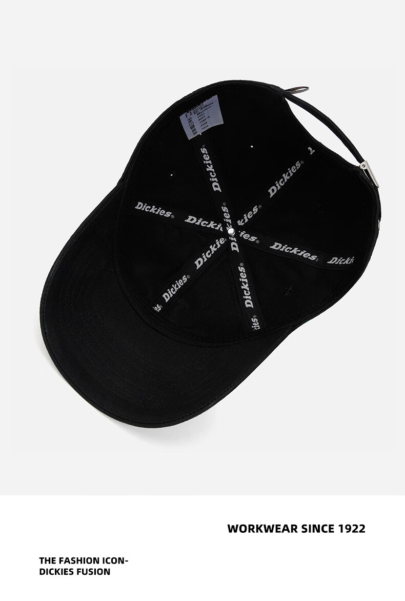 Dickies Embroidered Letter American Style Baseball Cap Unisex Trendy Casual Soft Top Duckbill Hat Black 9