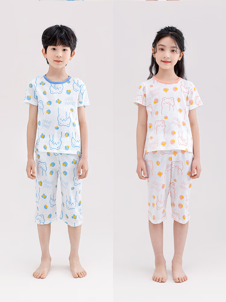 Hodo AAA Grade Antibacterial Red Bean Children's Summer Thin Cotton Boys Pajamas Homewear Air Conditioning Clothes 14