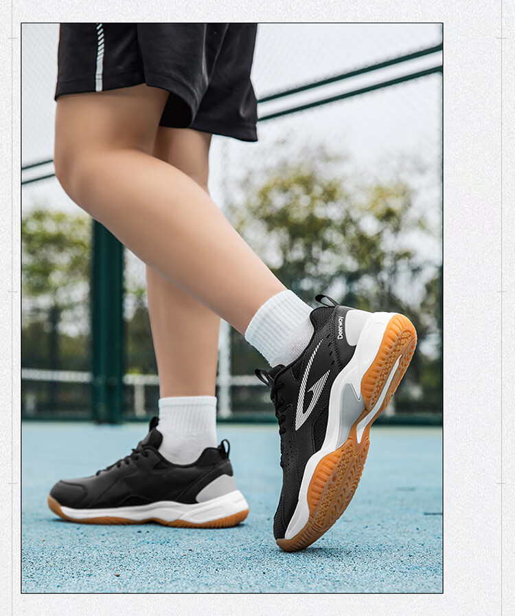 DEERWAY New Unisex Badminton Shoes Durable Anti-Twist Non-Slip Breathable Low-Cut Lightweight Sports Casual Shoes Black White Size 41 7