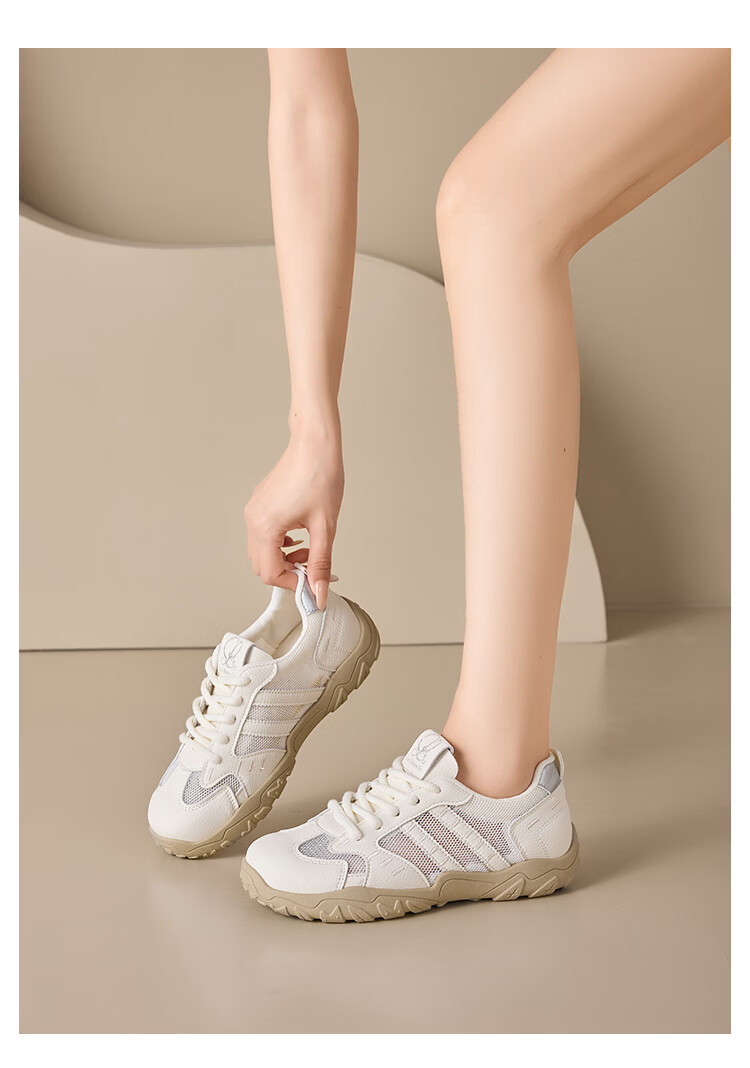 La Chapelle Women's Mesh Sneakers Casual Versatile Soft Sole White Shoes Silver Color Size 36 12