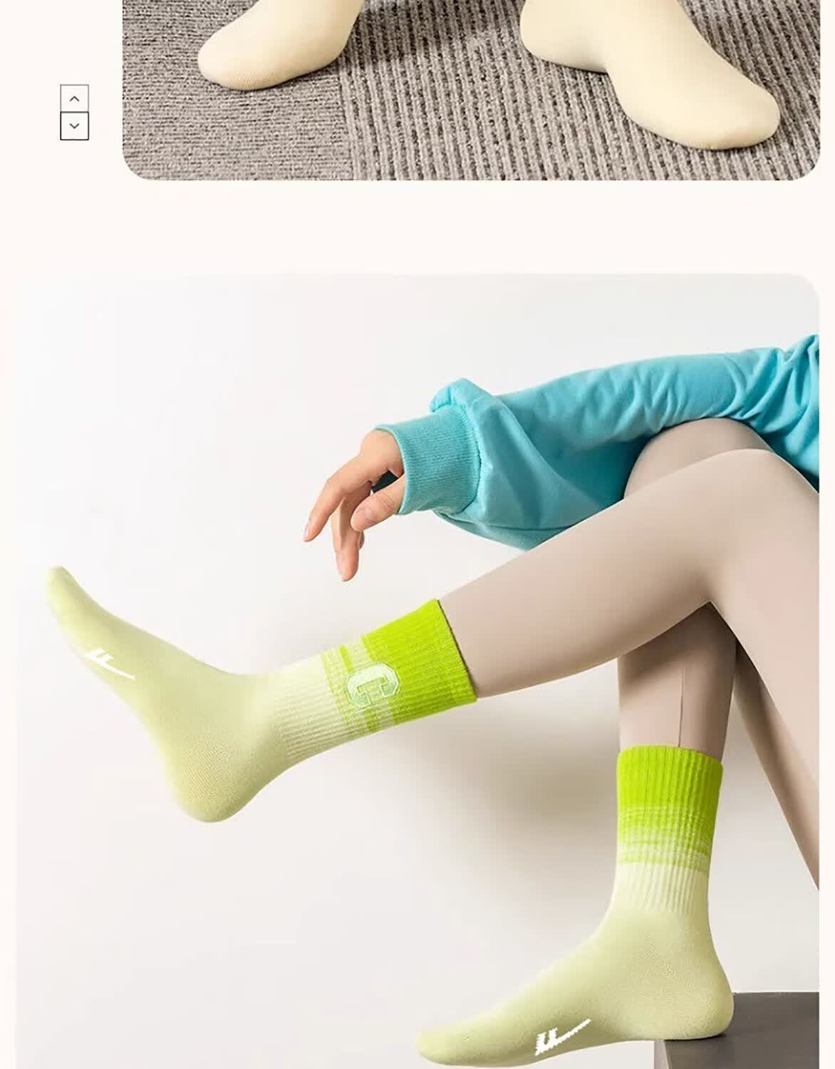 Warrior Women's Sports Socks, All-Season Gradient Dopamine Ins Style Calf Socks, Xinjiang Cotton 10A Antibacterial Mid-Calf Socks 16