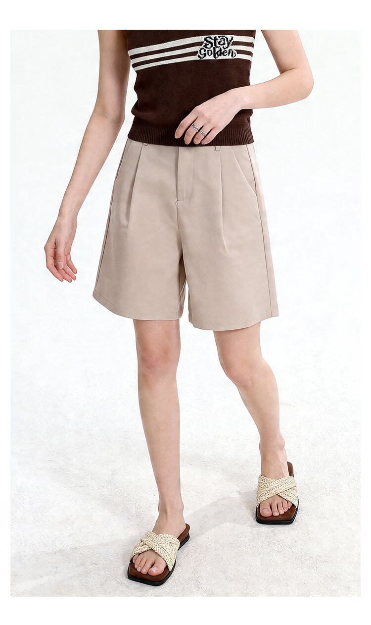 ENC Summer Women's High-Waist Blazer Shorts Korean Style Simple Lenzing Lyocell Skin-Friendly Comfortable Lightweight Casual Bermuda Shorts 8