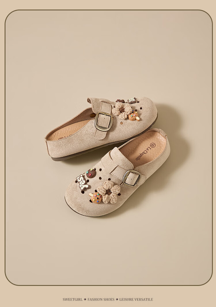 La Chapelle Women's Cartoon Birkenstock Style Summer Breathable Soft Sole Slip-On Sandals HP822 Apricot Size 39 14