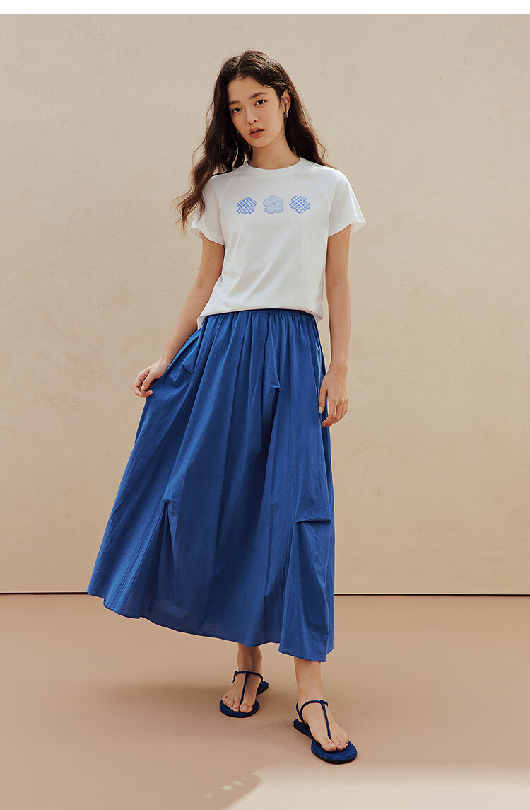 INMAN INMAN Fashion-Forward Blue And White Porcelain Klein Blue Irregular Midi Skirt, Summer 2026 Long Skirt, Klein Blue XL 11