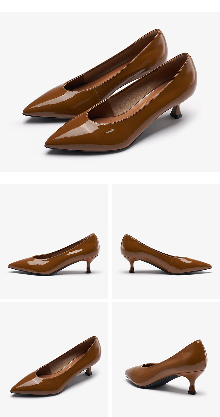 Laird 2026 New Comfortable Commuter Office Pointed Toe Lambskin Thin Heel Women's Pumps 52304 Truffle Black BKK 39 14